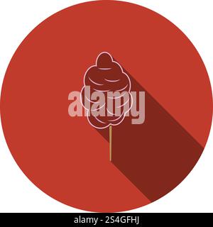 Zuckerwatte Symbol. Flache Farbgestaltung. Vector Illustration. Stock Vektor