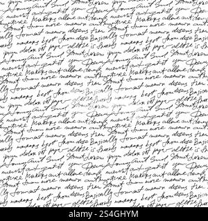 Schwarzer handgeschriebener Text auf weißem Vektorwiederholungshintergrund. Nahtloses Dekor im Poesie-Stil. Kalligraphie Schreibtext, Skizze Manuskript Illustration. Schwarzer handgeschriebener Text auf weißem Vektorwiederholungshintergrund. Nahtloses Dekor im Poesie-Stil Stock Vektor