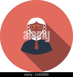 Symbol beurteilen. Flaches Design Kreis mit langen Schatten. Vector Illustration. Stock Vektor