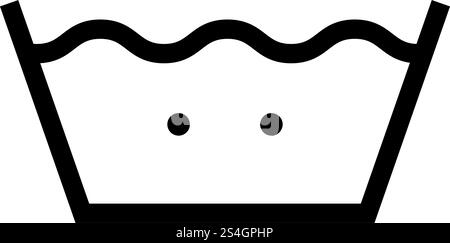 Im warmen Wasser waschen Kleidung pflege Symbole Waschen Konzept Wäscheservice zeichen Symbol Farbe schwarz Vector Illustration Flat Style simple Image Stock Vektor