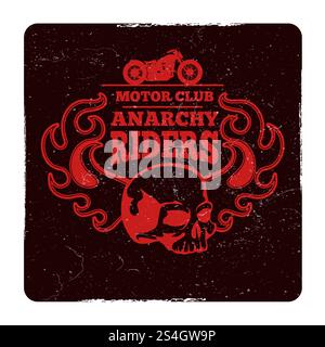 Agressive motorbike club vintage grunge vector red black embem illustration. Motorbike club vintage grunge vector embem Stock Vector