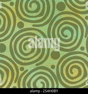 Ethnisches Spiralmuster. Quadratischer dekorativer Hintergrund mit erhöhter Textil-Textur mit komplizierten Spiralmotiven. Stockfoto