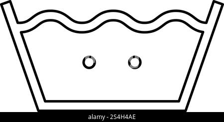 Im warmen Wasser waschen Kleidung pflege Symbole Waschen Konzept Wäscheservice zeichen Symbol outline Schwarz Vector Illustration Flat Style simple Image Stock Vektor