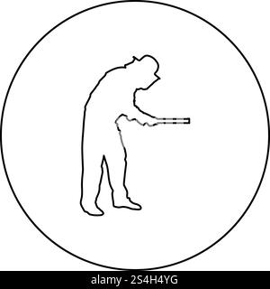 Imker holding Wabe plank Apiarist Symbol im Kreis runde Kontur schwarz Vector Illustration Flat Style simple Image Stock Vektor