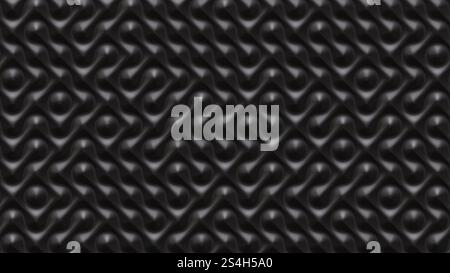 3D-Illustration Schwarzes Muster Wellen Licht und Schatten. Dekorative Wandplatte Stockfoto