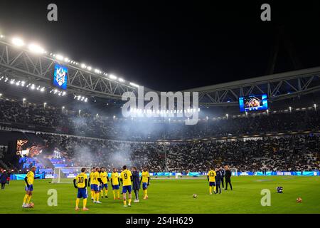 Torino, Italien. Januar 2025. Allgemeine Ansicht vor dem Finale der Kings World Cup Nation zwischen Brasilien und Kolumbien im Juventus-Stadion in Turin, Nordwesten Italiens - 12. Januar 2025. Sport - Fußball FC (Foto: Fabio Ferrari/LaPresse) Credit: LaPresse/Alamy Live News Stockfoto