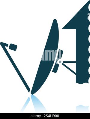 Sat Antenne Symbol. Schatten Reflexion Design. Vector Illustration. Stock Vektor