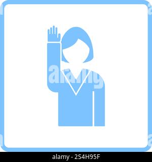 Abstimmung Lady Symbol. Blauer Rahmen Design. Vector Illustration. Stock Vektor