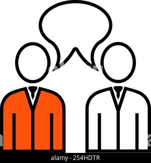Symbol "Chat". Dünne Linie mit orangefarbener Füllung Design. Vector Illustration. Stock Vektor