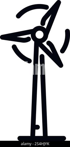 Symbol für Windenergieanlage. Umreißen des Vektorsymbols der Windkraftanlage für Webdesign auf weißem Hintergrund. Windturbinensymbol, Umrissstil Stock Vektor