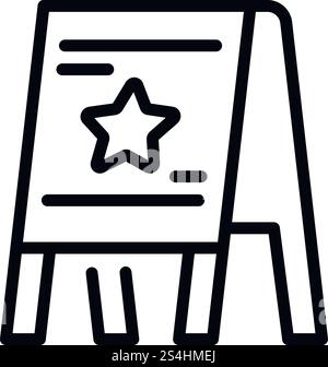 Standbrett-Symbol. Konturstativ-Vektorsymbol für Webdesign isoliert auf weißem Hintergrund. Standbrett-Symbol, umrissener Stil Stock Vektor