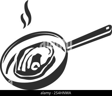 Symbol für Fleisch auf Grillplatte. Einfache Illustration von Fleisch auf Grillvektor-Symbol für Webdesign isoliert auf weißem Hintergrund. Fleisch auf dem Grill Symbol, einfacher Stil Stock Vektor