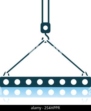 Symbol der Platte hing am Kran mit einem Seil Seile. Schatten Reflexion Design. Vector Illustration. Stock Vektor