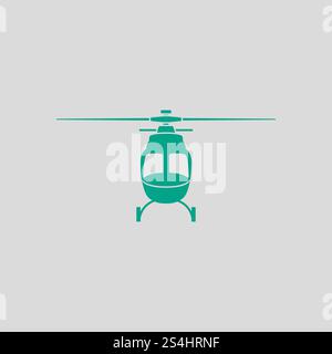 Hubschrauber Symbol Vorderansicht. Grün auf grauem Hintergrund. Vector Illustration. Stock Vektor