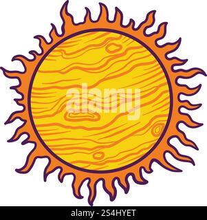 Space Sun-Symbol. Handgezeichnete Illustration des Weltraumsonnenvektorsymbols für Webdesign. Space Sun Icon, handgezeichneter Stil Stock Vektor