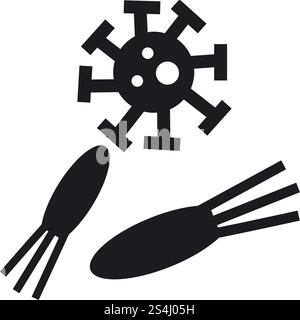 Symbol für Virusbakterien. Einfache Illustration des Virus-Bakterien-Vektor-Symbol für Web-Design isoliert auf weißem Hintergrund. Virus Bakteriensymbol, einfacher Stil Stock Vektor