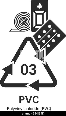 Symbol für Polyvinylchlorid. Einfache Illustration des Polyvinylchlorid-Vektorsymbols für Webdesign isoliert auf weißem Hintergrund. Polyvinylchlorid-Symbol, einfacher Stil Stock Vektor