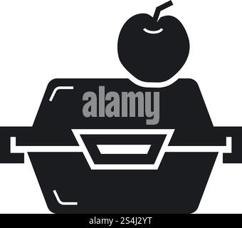 Apfelfrucht-Lunchbox-Symbol. Einfache Illustration des Apfel Obst Lunchbox Vektor-Icons für Web-Design isoliert auf weißem Hintergrund. Apfelfrucht-Lunchbox-Symbol, schlichter Stil Stock Vektor