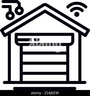 Smart Garage Symbol. Umreißen Sie intelligentes Garage-Vektor-Symbol für Webdesign isoliert auf weißem Hintergrund. Smart Garage-Symbol, Outline-Style Stock Vektor
