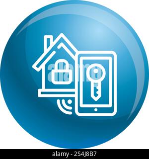Smart-House-Schloss-Symbol. Konturierung des Smart House Lock Vektorsymbols für Webdesign isoliert auf weißem Hintergrund. Smart-House-Schloss-Symbol, umrissener Stil Stock Vektor