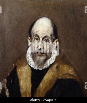 Vermutetes Selbstporträt oder Porträt eines anonymen Mannes von El Greco, Doménikos Theotokópoulos (1541–1614), griechischer Maler Stockfoto