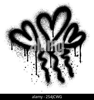 Graffiti-Herzballon in schwarz über weiß gesprüht. Stock Vektor