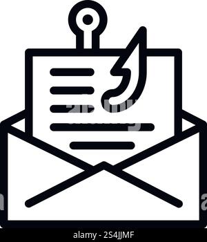 Symbol für E-Mail-Phishing. Umreißen Sie das Phishing-Vektorsymbol für Webdesign auf weißem Hintergrund. E-Mail-Phishing-Symbol, Modellstil Stock Vektor