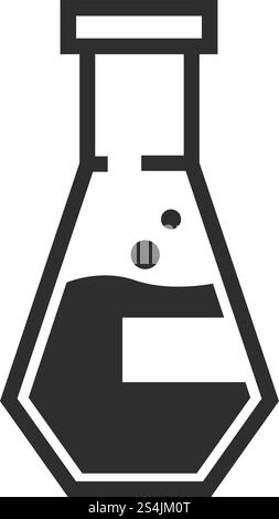 Symbol für konischen Kolben. Einfache Illustration des konischen Flaschenvektorsymbols für Webdesign isoliert auf weißem Hintergrund. Kegelkolben-Symbol, einfacher Stil Stock Vektor