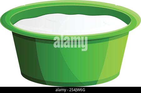 Grünes Symbol für flaches Joghurtpaket. Cartoon des grünen flachen Joghurtpaketvektorsymbols für Webdesign isoliert auf weißem Hintergrund. Grünes flaches Joghurtpaket, Symbol im Cartoon-Stil Stock Vektor