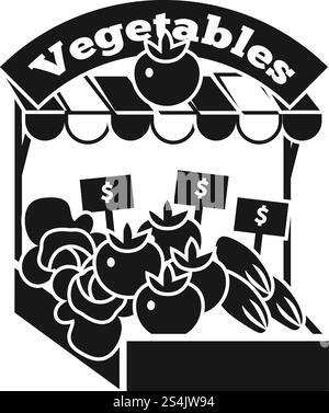 Symbol für den Gemüsekiosk. Einfache Illustration des Gemüse Kiosk Vektorsymbols für Webdesign isoliert auf weißem Hintergrund. Gemüse-Kiosk-Symbol, einfacher Stil Stock Vektor