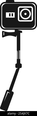 Action Camera-Symbol. Einfache Illustration des Vektorsymbols der Action-Kamera für Webdesign isoliert auf weißem Hintergrund. Action-Kamera-Symbol, einfacher Stil Stock Vektor