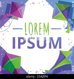 Farbenfroher Hintergrund für das Kite-Konzept. Zeichentrickillustration des bunten Kite Vektor Konzept Hintergrund für Web Design. Farbenfroher Drachen-Konzept-Hintergrund, Cartoon-Stil Stock Vektor