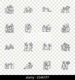 Symbolgruppe für ältere Personen. Einfacher Satz von Vektorsymbolen für ältere Personen für Webdesign. Symbolsatz für ältere Personen, einfacher Stil Stock Vektor