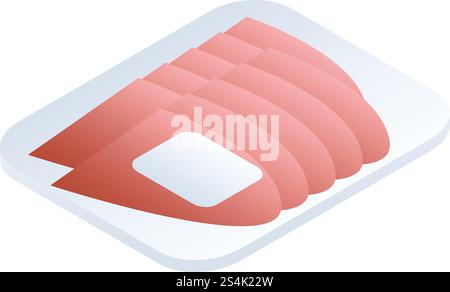Symbol für geschnittenes Marktfleisch. Isometrisch des in Scheiben geschnittenen Markt Fleisch Vektor-Symbol für Web-Design isoliert auf weißem Hintergrund. Symbol für geschnittenes Marktfleisch, isometrischer Stil Stock Vektor