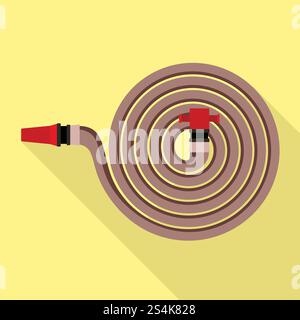 Symbol für Feuerwehrschlauch. Flache Illustration des Feuerschlauch-Vektorsymbols für Webdesign. Feuerschlauch-Symbol, flacher Stil Stock Vektor