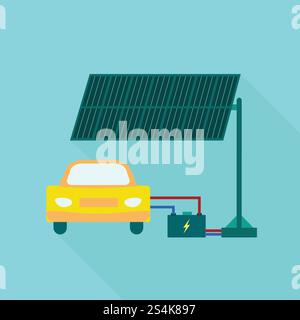 Symbol zum Aufladen des Elektrofahrzeugs. Flache Illustration des Vektorsymbols für das Laden eines Elektroautos für das Webdesign. Aufladesymbol für Elektroautos, flacher Stil Stock Vektor