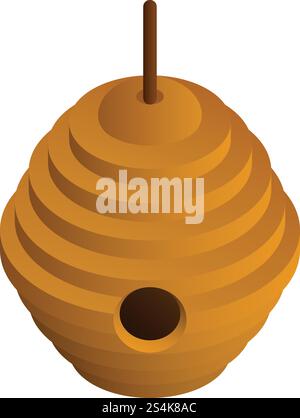 Baumbienenstock-Symbol. Isometrisch des Baumbienenstock-Vektorsymbols für Webdesign isoliert auf weißem Hintergrund. Baumbienenstock-Symbol, isometrischer Stil Stock Vektor