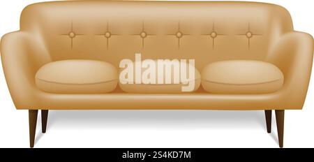 Weißes Ledersofa. Realistische Illustration des weißen ledernen Sofa-Vektorsymbols für Webdesign isoliert auf weißem Hintergrund. Weißes Ledersofa mit realistischem Stil Stock Vektor