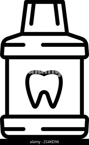 Symbol für Zahnflüssigkeitsflasche. Konturierung Zahnflüssigkeitsflaschenvektor-Symbol für Webdesign isoliert auf weißem Hintergrund. Zahnflüssigkeitsflasche Symbol, Umrissstil Stock Vektor
