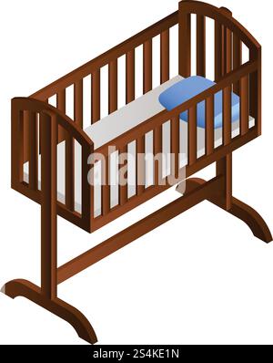 Symbol für Babyschale. Isometrisch des Baby-Wiege-Vektorsymbols für Web-Design isoliert auf weißem Hintergrund. Symbol für Babyschale, isometrischer Stil Stock Vektor