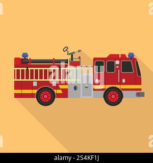 Symbol Feuerwehrfahrzeug. Flache Illustration des Vektorsymbols des Feuerwehrwagens für Webdesign. Feuerwehrauto-Symbol, flacher Stil Stock Vektor