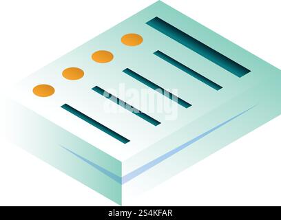 Papierstapelsymbol für das Büro. Isometrisch des Büropapierstapelvektorsymbols für Webdesign isoliert auf weißem Hintergrund. Büropapierstapelsymbol, isometrischer Stil Stock Vektor