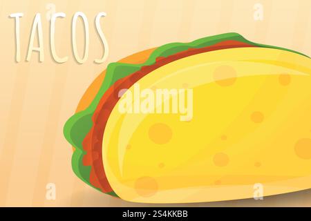 Mexikanisches Tacos-Konzept-Banner. Zeichentrickillustration des mexikanischen Tacos-Vektor-Konzeptbanner für Webdesign. Mexikanisches Tacos-Konzept, Cartoon-Stil Stock Vektor