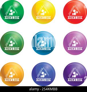 Herren Tag Hand Uhr Icons Vektor 9 Farbe Satz isoliert auf weißem Hintergrund für jedes Web-Design. Herren Day Hand Uhr Symbole setzen Vektor Stock Vektor