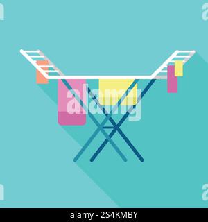 Kleiderständer Icon. Flache Illustration von Kleidung Trockenstand Vektor-Symbol für Webdesign. Kleiderständer Icon, flacher Stil Stock Vektor