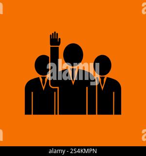 Abstimmung Mann mit Männer hinter Symbol. Schwarz auf Orange Hintergrund. Vector Illustration. Stock Vektor
