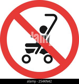 Kein Symbol für den Kinderwagen. Einfache Illustration eines Vektorsymbols für kein Babywagen für Webdesign isoliert auf weißem Hintergrund. Kein Kinderwagen-Symbol, einfaches Design Stock Vektor