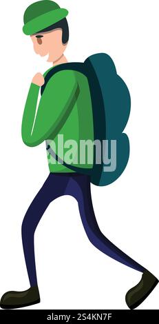 Touristen Mann Rucksack Symbol. Cartoon des Touristen Mann Rucksack Vektor-Symbol für Web-Design isoliert auf weißem Hintergrund. Touristen-Mann-Rucksack-Ikone, Cartoon-Stil Stock Vektor