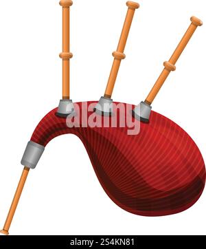 Rotes Dudelsack-Symbol. Cartoon des roten Dudelsackvektorsymbols für Webdesign isoliert auf weißem Hintergrund. Rote Dudelsack-Ikone, Cartoon-Stil Stock Vektor