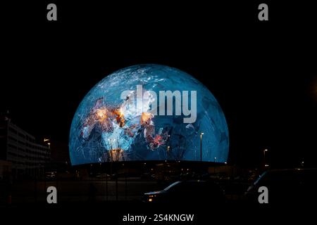 Las Vegas, Nevada - 1. Januar 2025: Las Vegas Sphere at Night Stockfoto